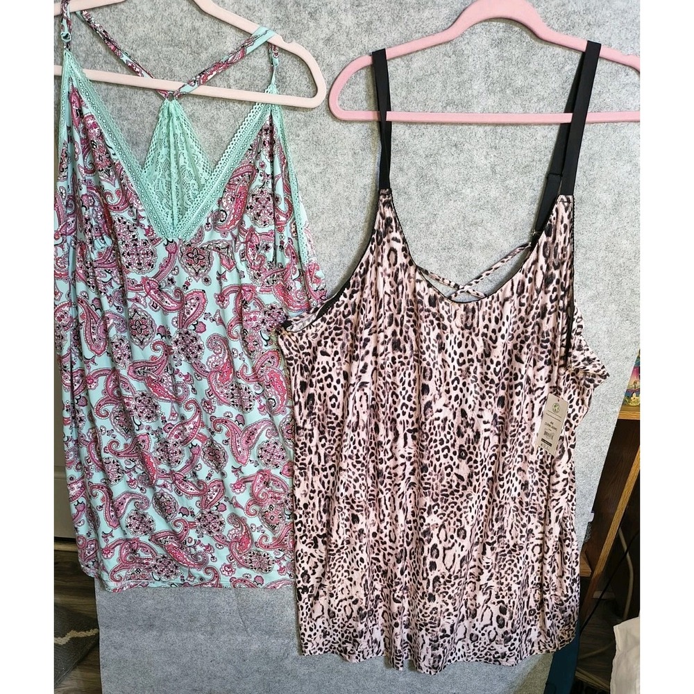 2 Secret Treasures 4X Women Chemise Nightgown Paisley Animal Print 1 New EUC